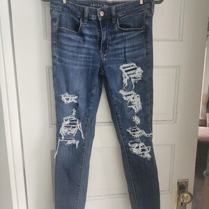 American Eagle Outfitters Women's Ripped Blue Skinny Jeans
